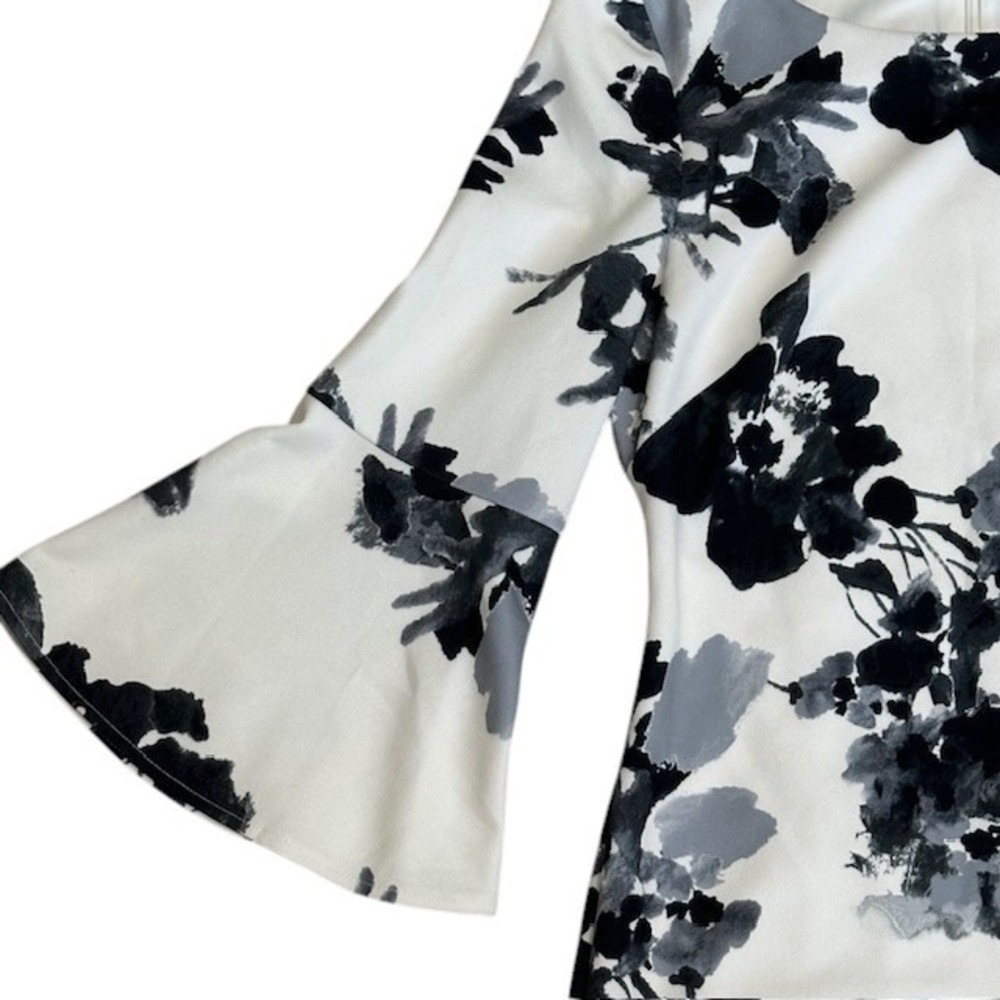 Jessica Howard White Floral Bell Sleeve Sheath‎ Dress Party Cocktail SZ 6 - Picture 7 of 12